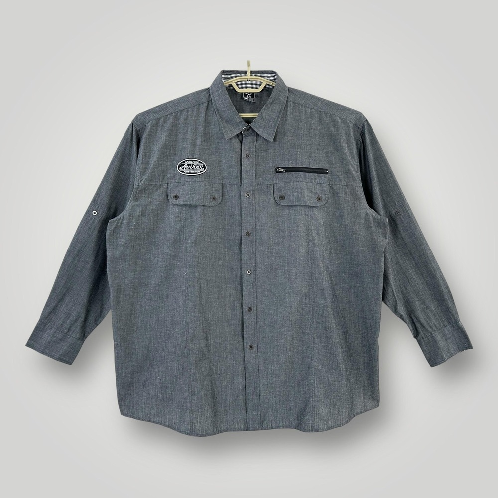 Avirex Shirt Mens 3XL Gray Chambray Long Sleeve Button Up Motorcycle Workwear